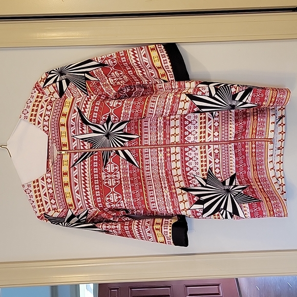 Jaune Rouge, Paris Boutique, Size MED Red Aztec Zip Up Dress NWOT - Picture 1 of 6